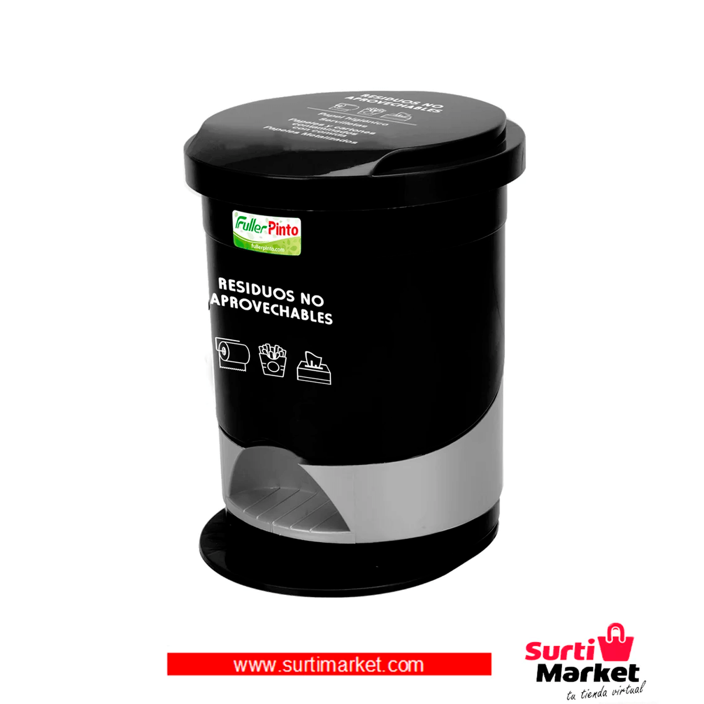 PAPELERA PEDAL 12 LTS NEGRA FULLER